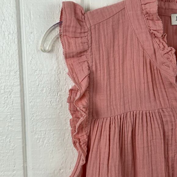 💘not for sale💘sold💘J.Crew Women Sleeveless Gauze Ruffle Top Blouse Pink Preppy F - Picture 3 of 7